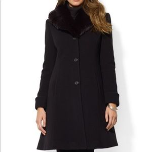Ralph Lauren fur collar wool coat